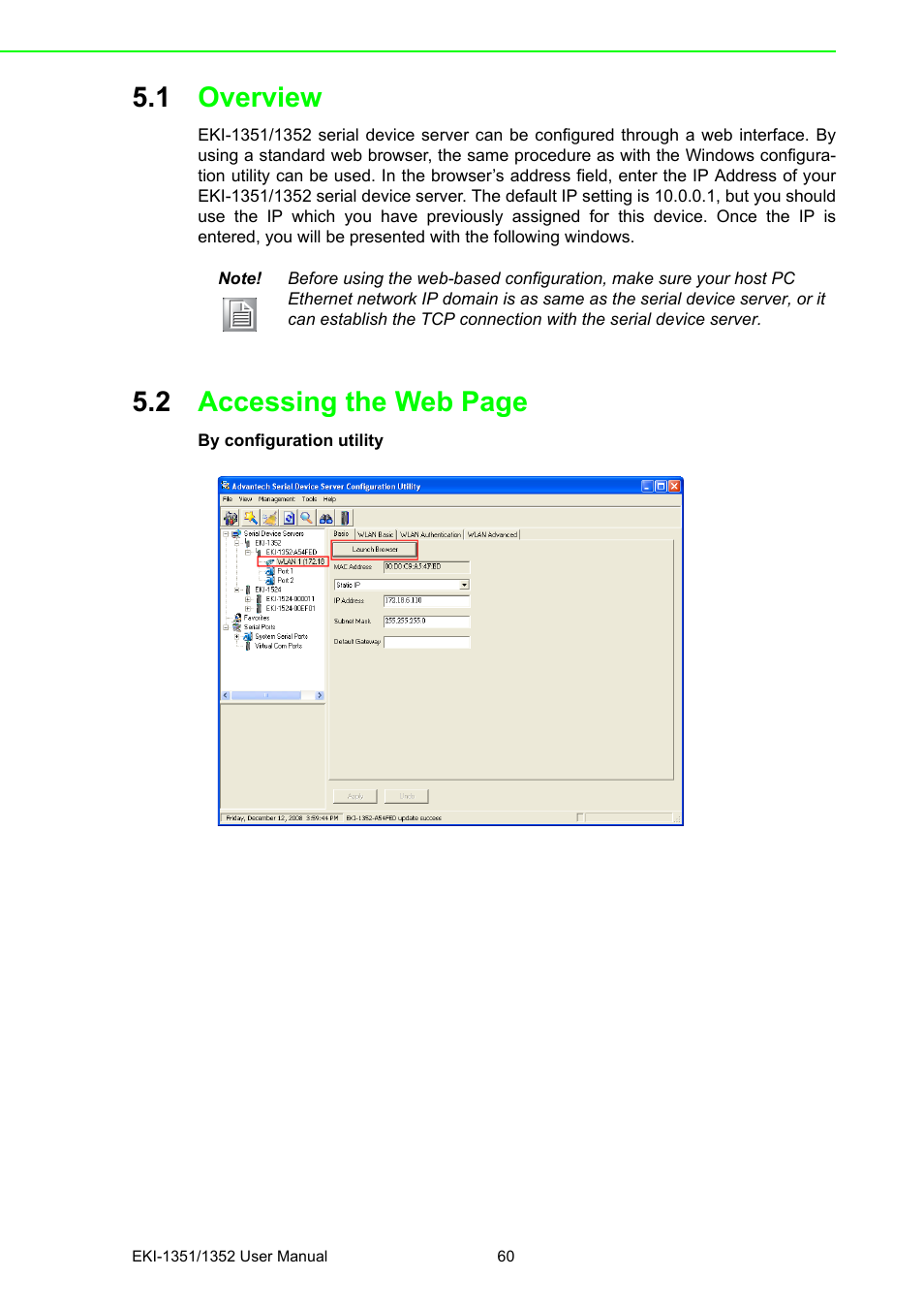 1 overview, Overview, 2 accessing the web page | Advantech EKI-1351 User Manual | Page 66 / 76