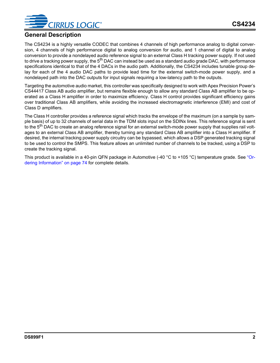 Cs4234, General description | Cirrus Logic CS4234 User Manual | Page 2 / 79
