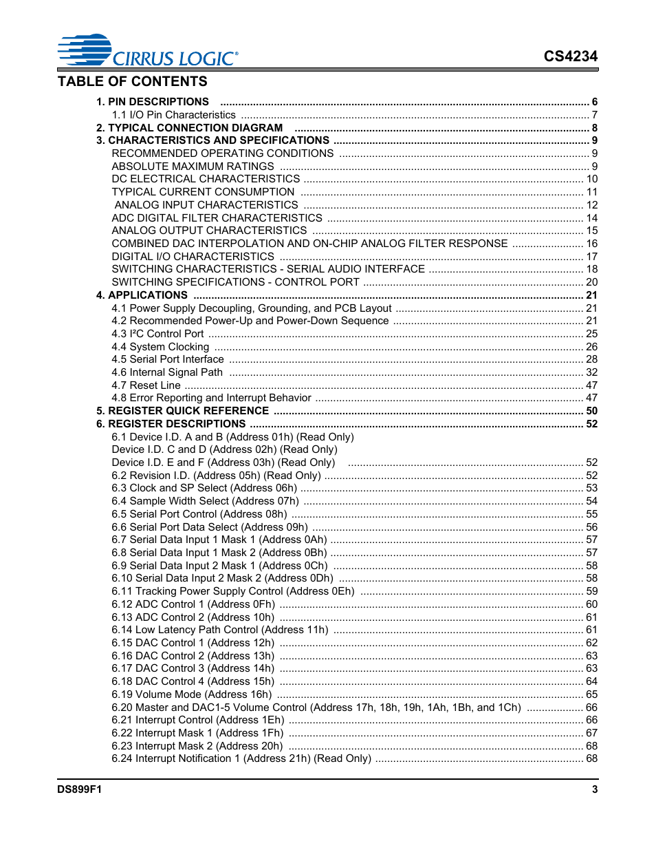 Cirrus Logic CS4234 User Manual | Page 3 / 79