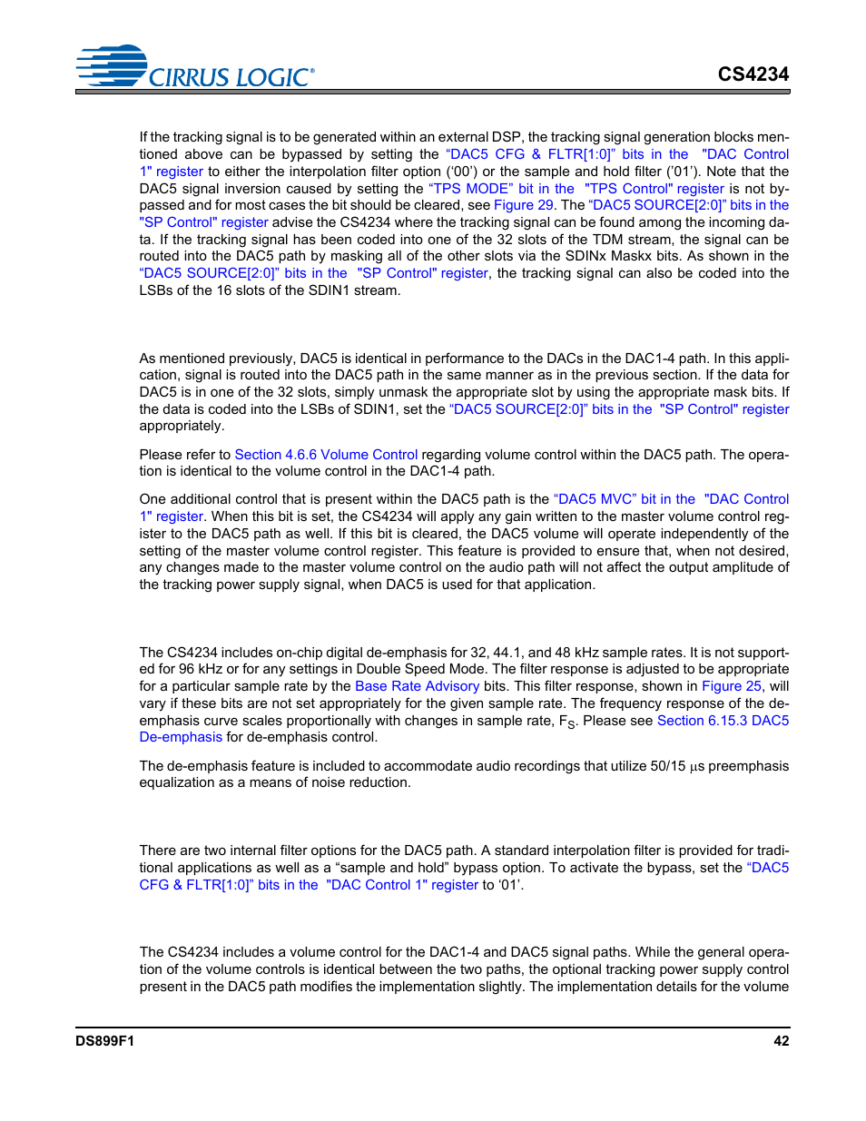6 volume control, Cs4234 | Cirrus Logic CS4234 User Manual | Page 42 / 79