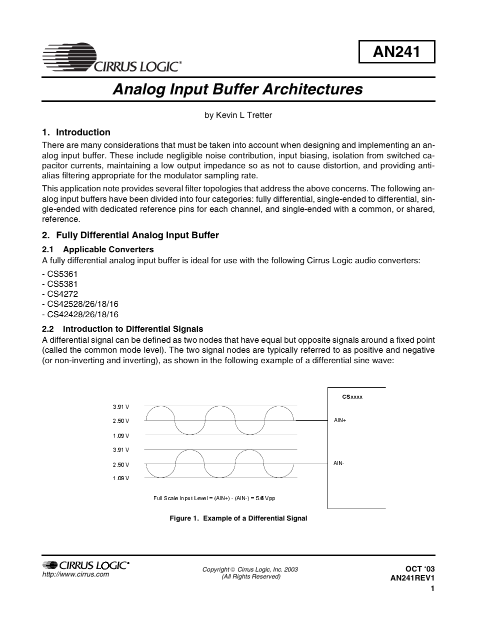 Cirrus Logic AN241 User Manual | 16 pages