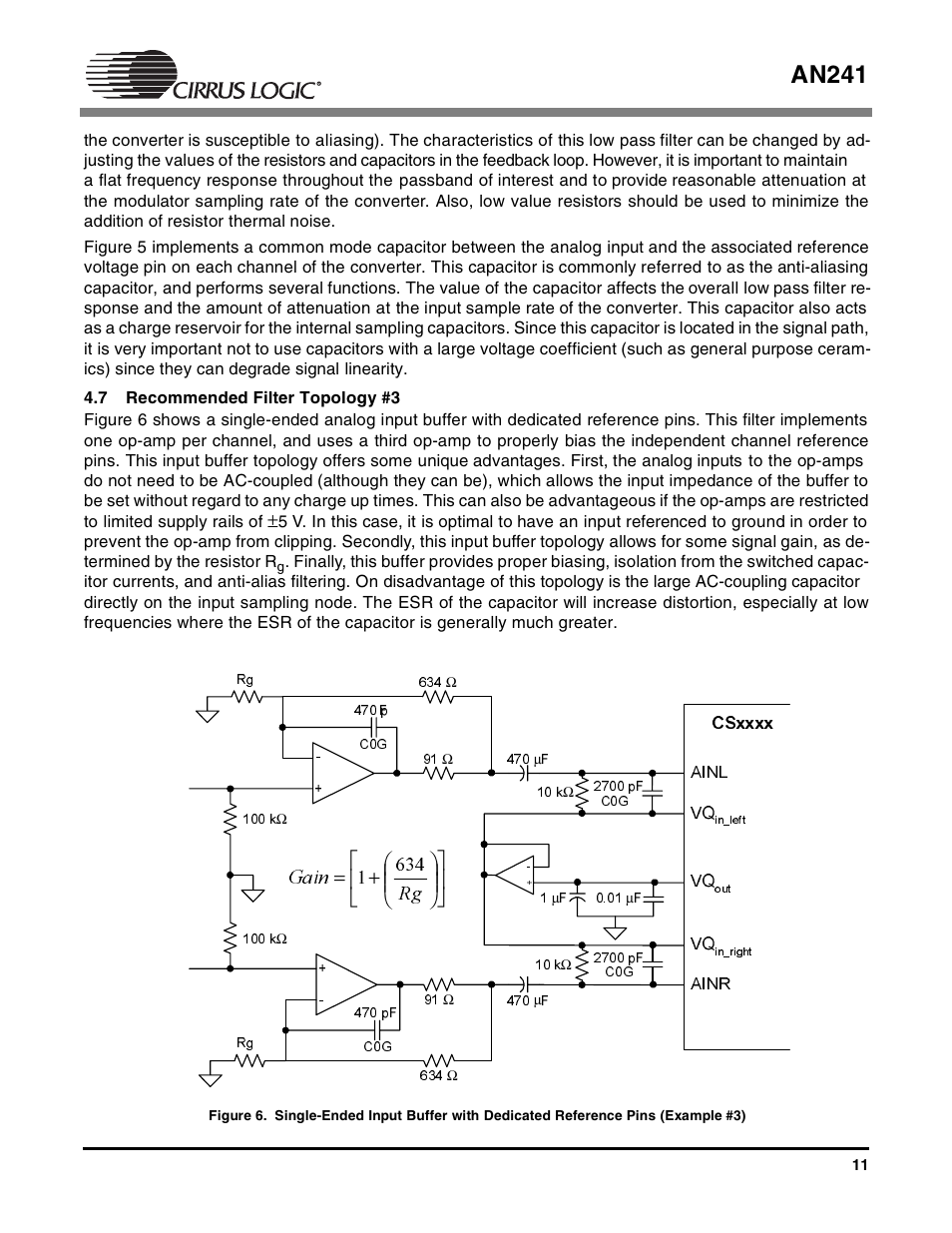 An241, Rg gain 634 1 | Cirrus Logic AN241 User Manual | Page 11 / 16