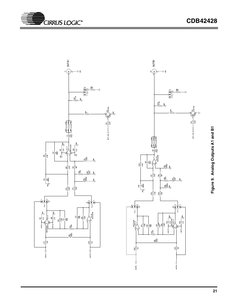 Figure 9. analog outputs a1 and b1 | Cirrus Logic CDB42428 User Manual | Page 21 / 32