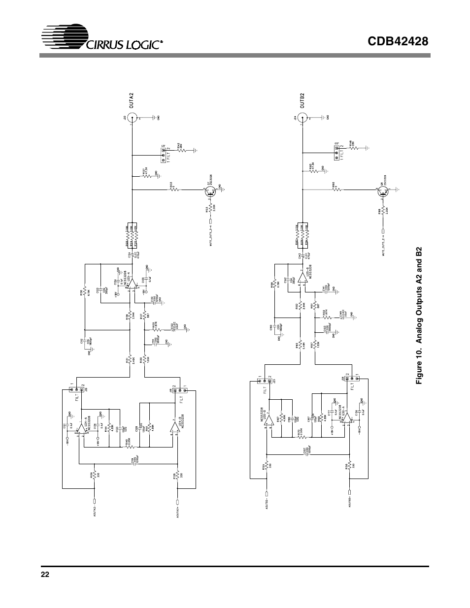 Figure 10. analog outputs a2 and b2 | Cirrus Logic CDB42428 User Manual | Page 22 / 32