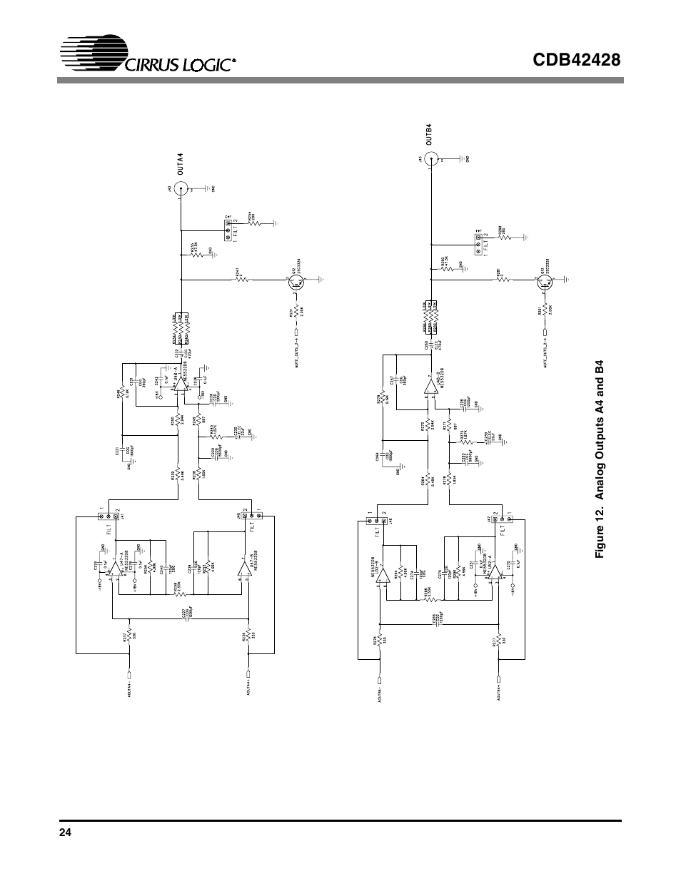 Figure 12. analog outputs a4 and b4, Rough 12 | Cirrus Logic CDB42428 User Manual | Page 24 / 32