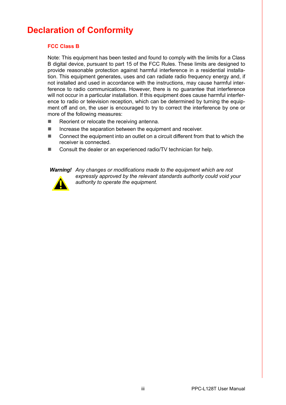 Declaration of conformity | Advantech PPC-L128T User Manual | Page 3 / 46