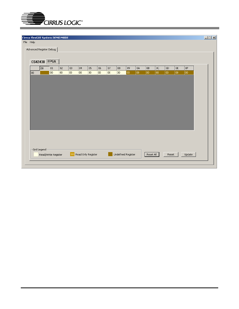 Figure 2. advanced register tab - fpga | Cirrus Logic CDB42438 User Manual | Page 8 / 51