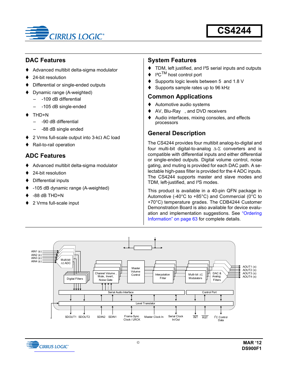 Cirrus Logic CS4244 User Manual | 63 pages