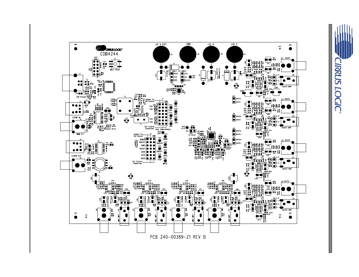 9 cdb4244 layout, Figure 18.silk screen, Shows th | Cirrus Logic CDB4244 User Manual | Page 31 / 36