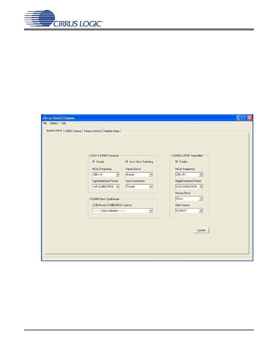 1 board control tab, Figure 1.board control tab, Cdb4244 | Cirrus Logic CDB4244 User Manual | Page 8 / 36