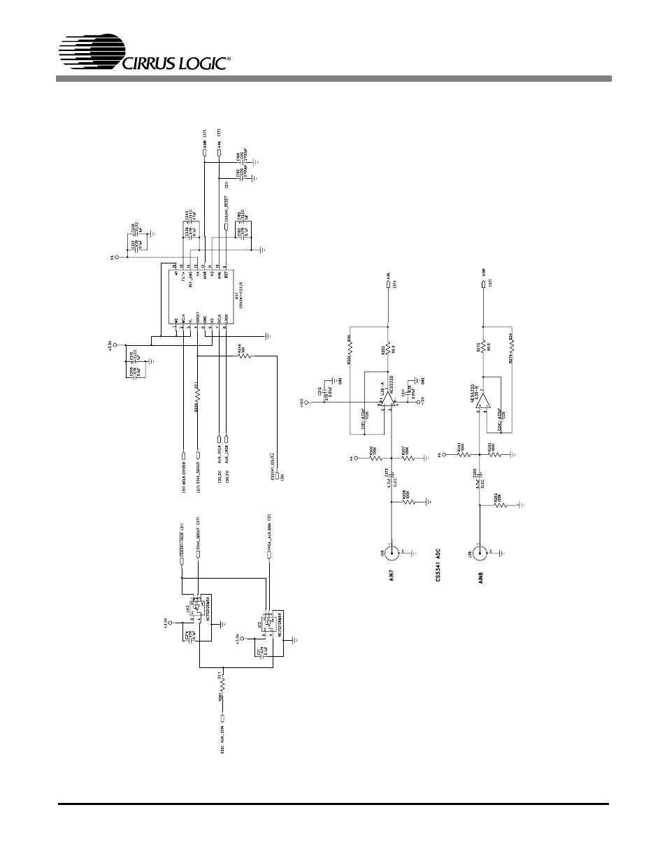 Figure 16. auxiliary input, Figu, Re 16 on pag | Figure, Igure | Cirrus Logic CDB42448 User Manual | Page 38 / 44