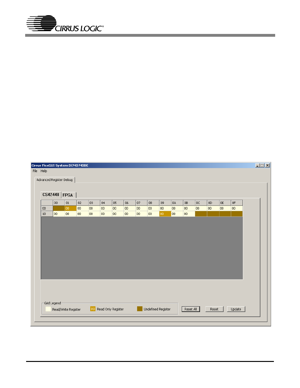 Software mode, 1 advanced register debug tab, Figure 1. advanced register tab - cs42448 | Cirrus Logic CDB42448 User Manual | Page 7 / 44