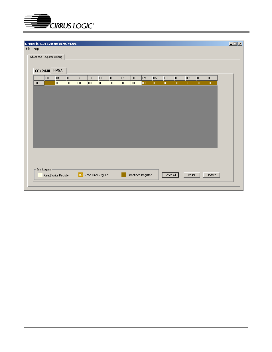 Figure 2. advanced register tab - fpga | Cirrus Logic CDB42448 User Manual | Page 8 / 44