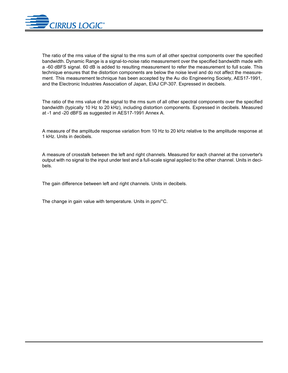 Parameter definitions | Cirrus Logic CS4245 User Manual | Page 52 / 59