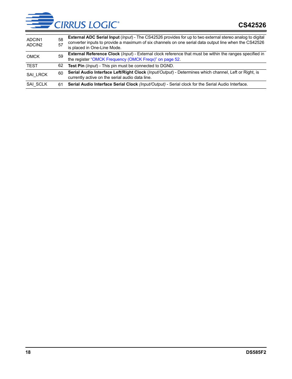 Cirrus Logic CS42526 User Manual | Page 18 / 91