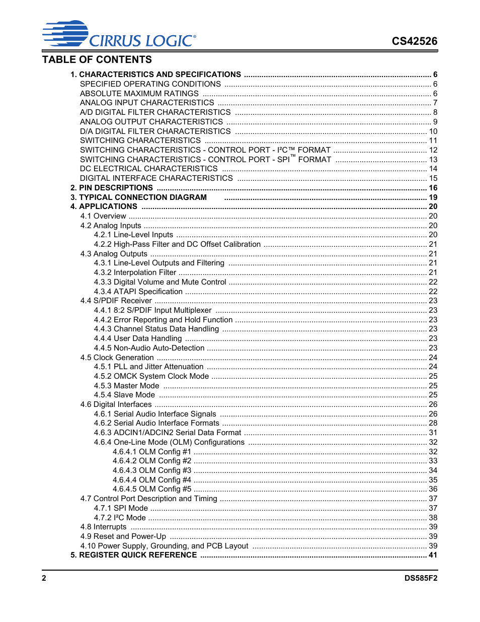 Cirrus Logic CS42526 User Manual | Page 2 / 91