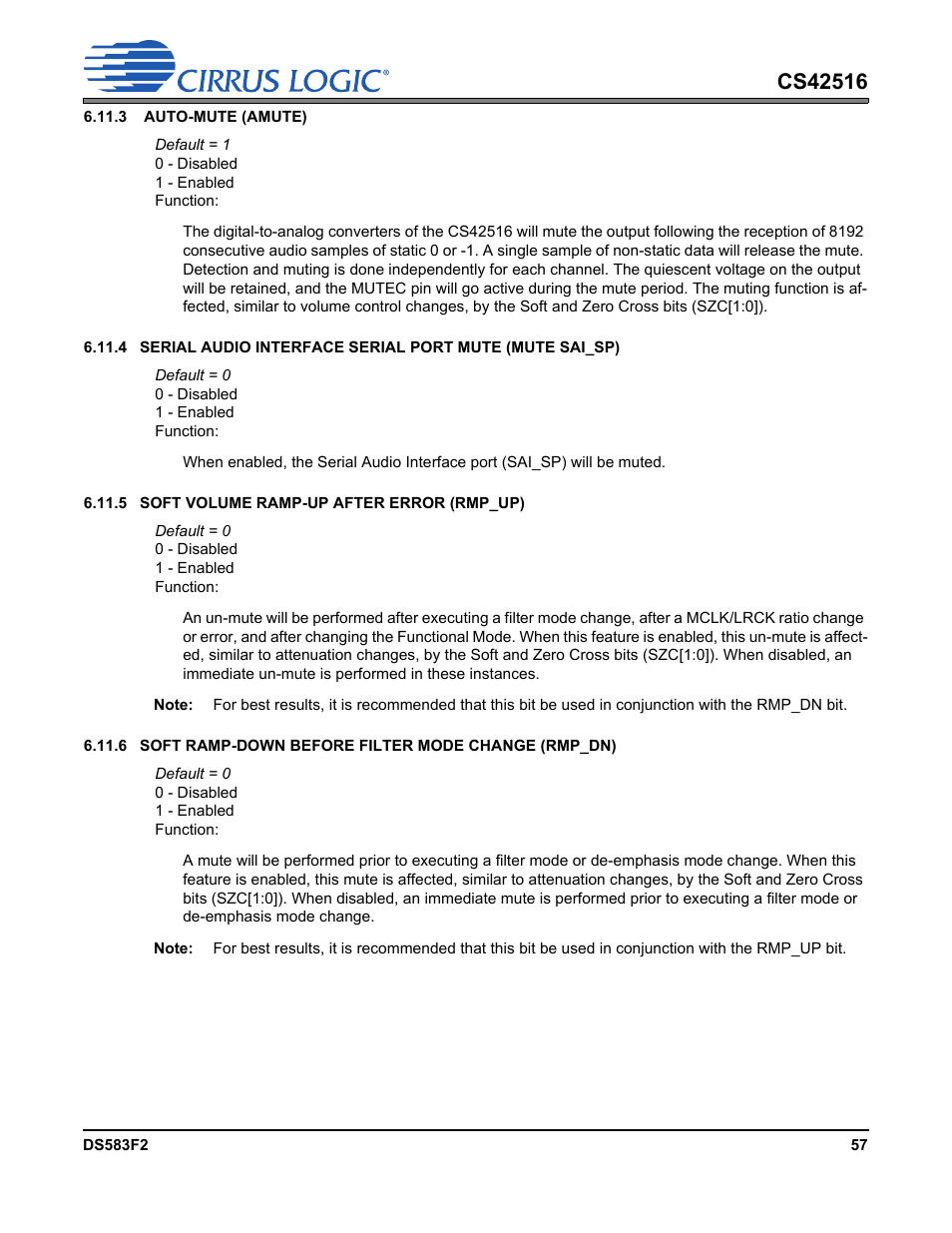 Cirrus Logic CS42516 User Manual | Page 57 / 92