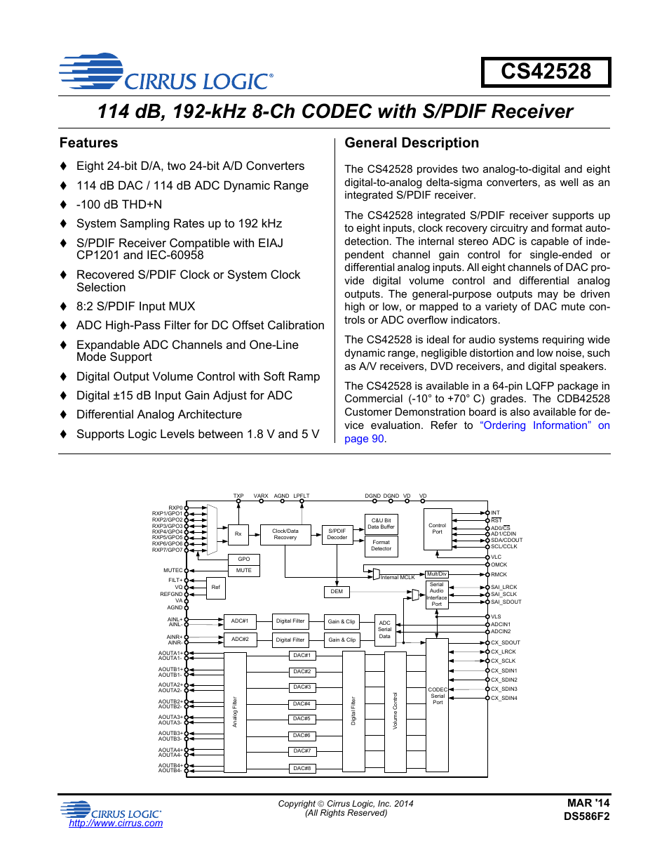 Cirrus Logic CS42528 User Manual | 92 pages