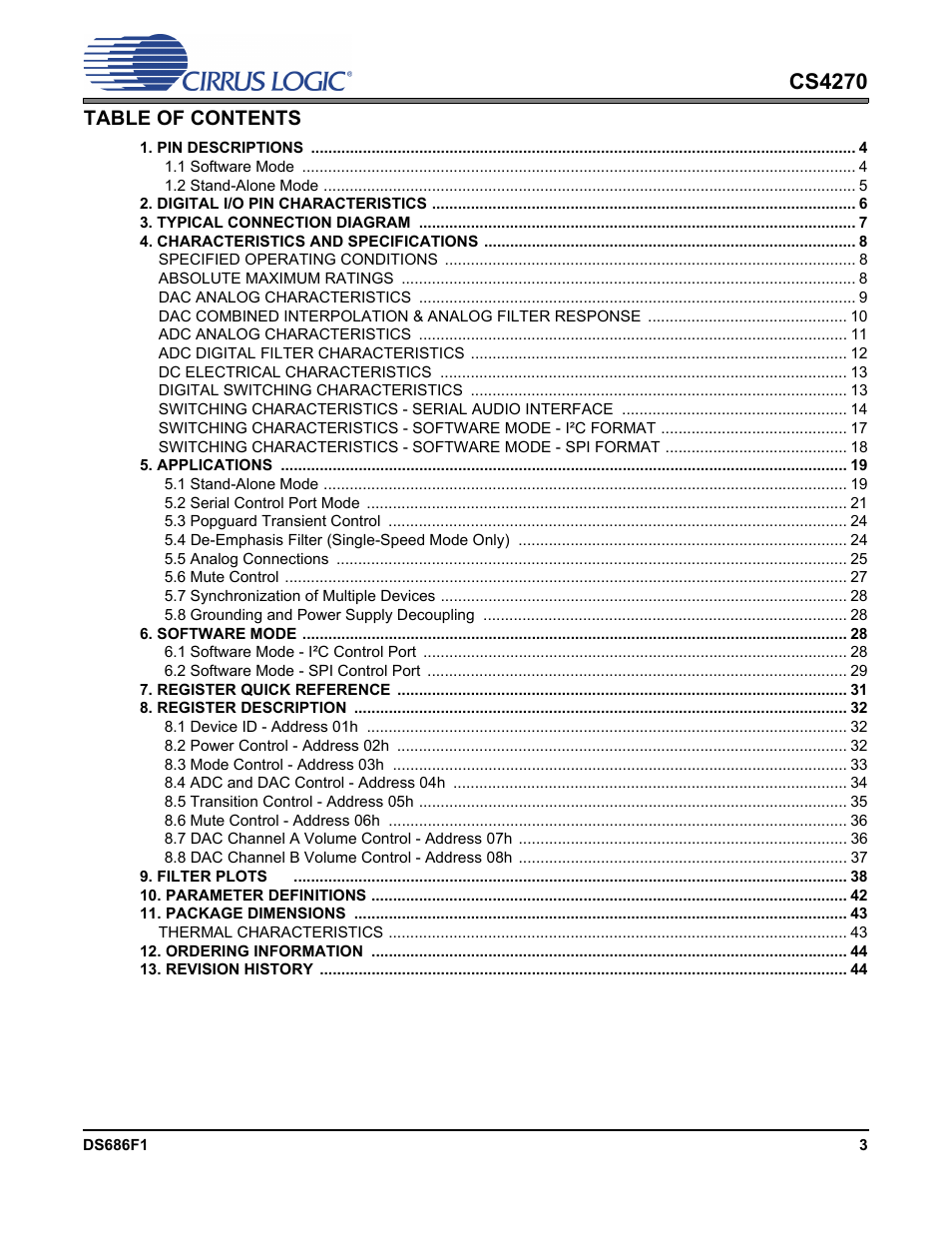 Cirrus Logic CS4270 User Manual | Page 3 / 45