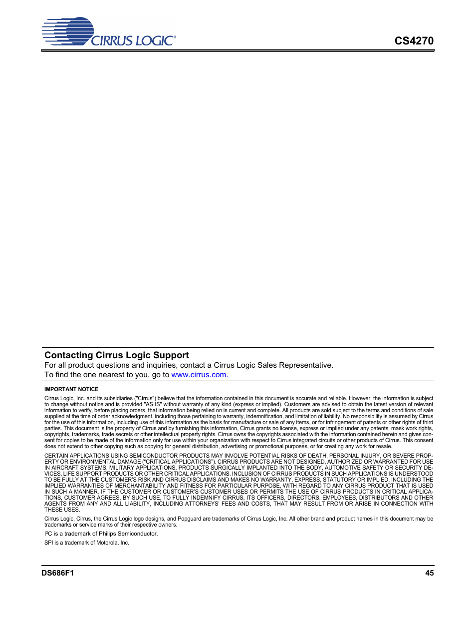 Cs4270, Contacting cirrus logic support | Cirrus Logic CS4270 User Manual | Page 45 / 45