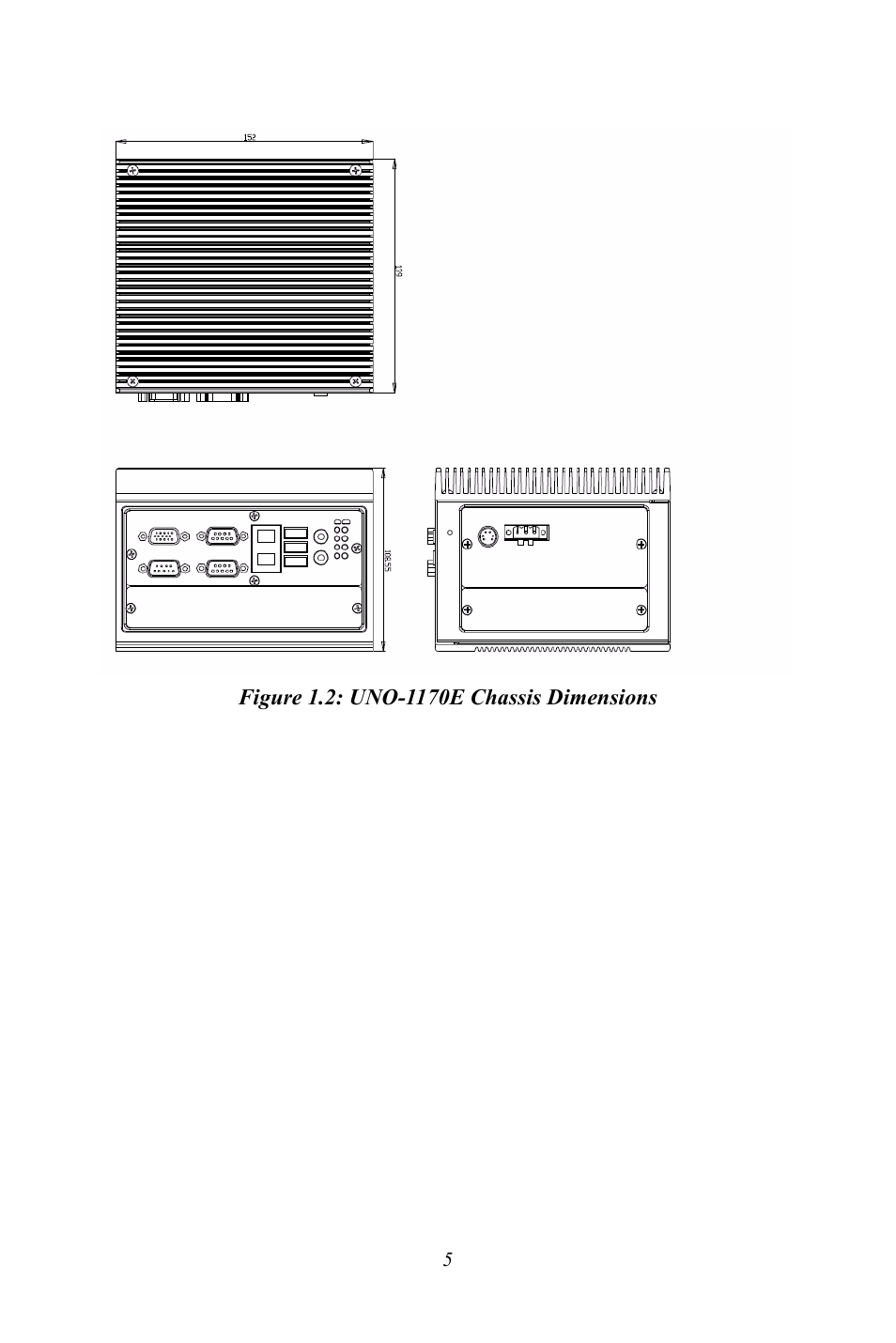 Figure 1.2: uno-1170e chassis dimensions, Figure 1.2:uno-1170e chassis dimensions | Advantech UNO-1170E User Manual | Page 13 / 52