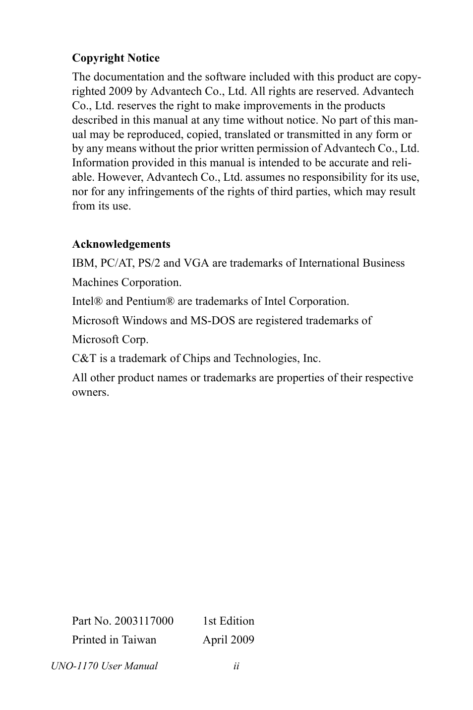 Advantech UNO-1170E User Manual | Page 2 / 52