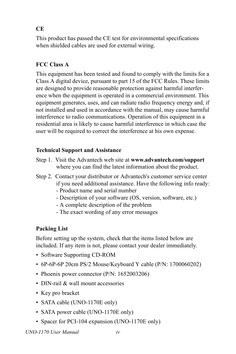 Advantech UNO-1170E User Manual | Page 4 / 52