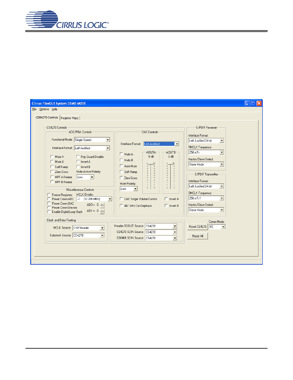 2 cdb4270 gui, Figure 7. cdb4270 controls tab, Figure 7.cdb4270 controls tab | Cdb4270 | Cirrus Logic CDB4270 User Manual | Page 14 / 50