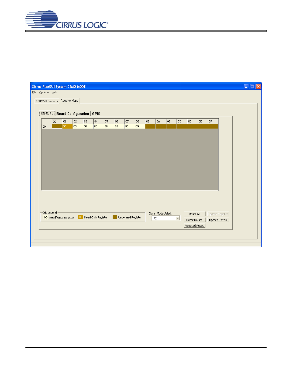 3 register maps control tabs, Figure 8. register maps tab - cs4270, Figure 8.register maps tab - cs4270 | Cdb4270 | Cirrus Logic CDB4270 User Manual | Page 15 / 50