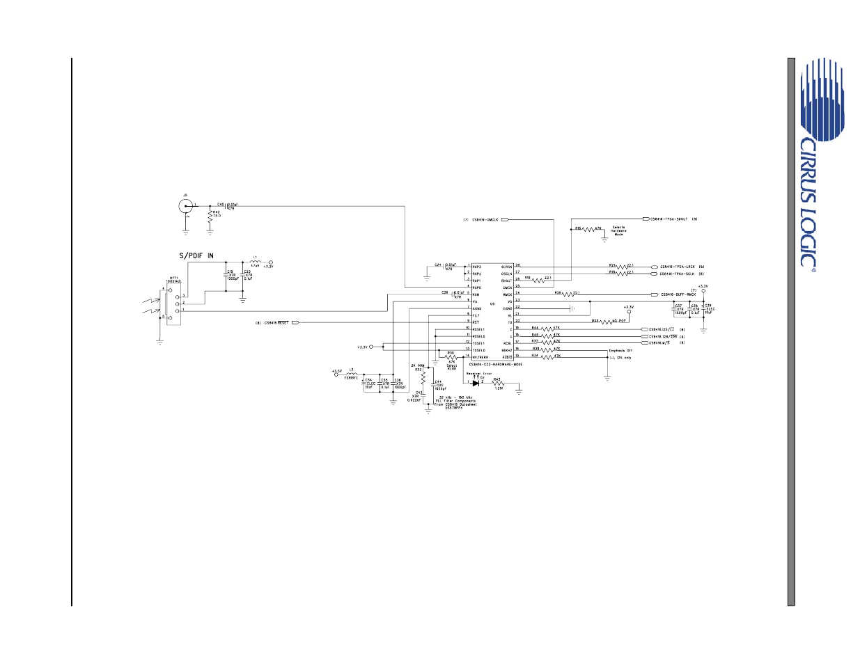 Figure 70. cs8416 s/pdif receiver, Figure 70.cs8416 s/pdif receiver, Cdb4270 | Cirrus Logic CDB4270 User Manual | Page 41 / 50