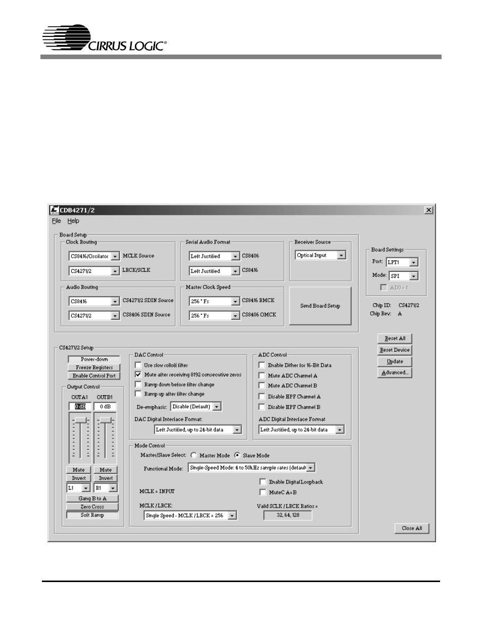Cdb427x.exe user's guide, 1 main window, Figure 2. main window | Cdb4272 | Cirrus Logic CDB4272 User Manual | Page 13 / 29