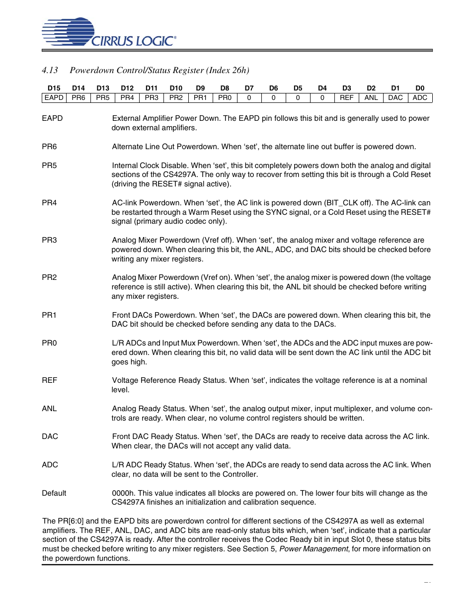 Cs4297a | Cirrus Logic CS4297A User Manual | Page 27 / 52