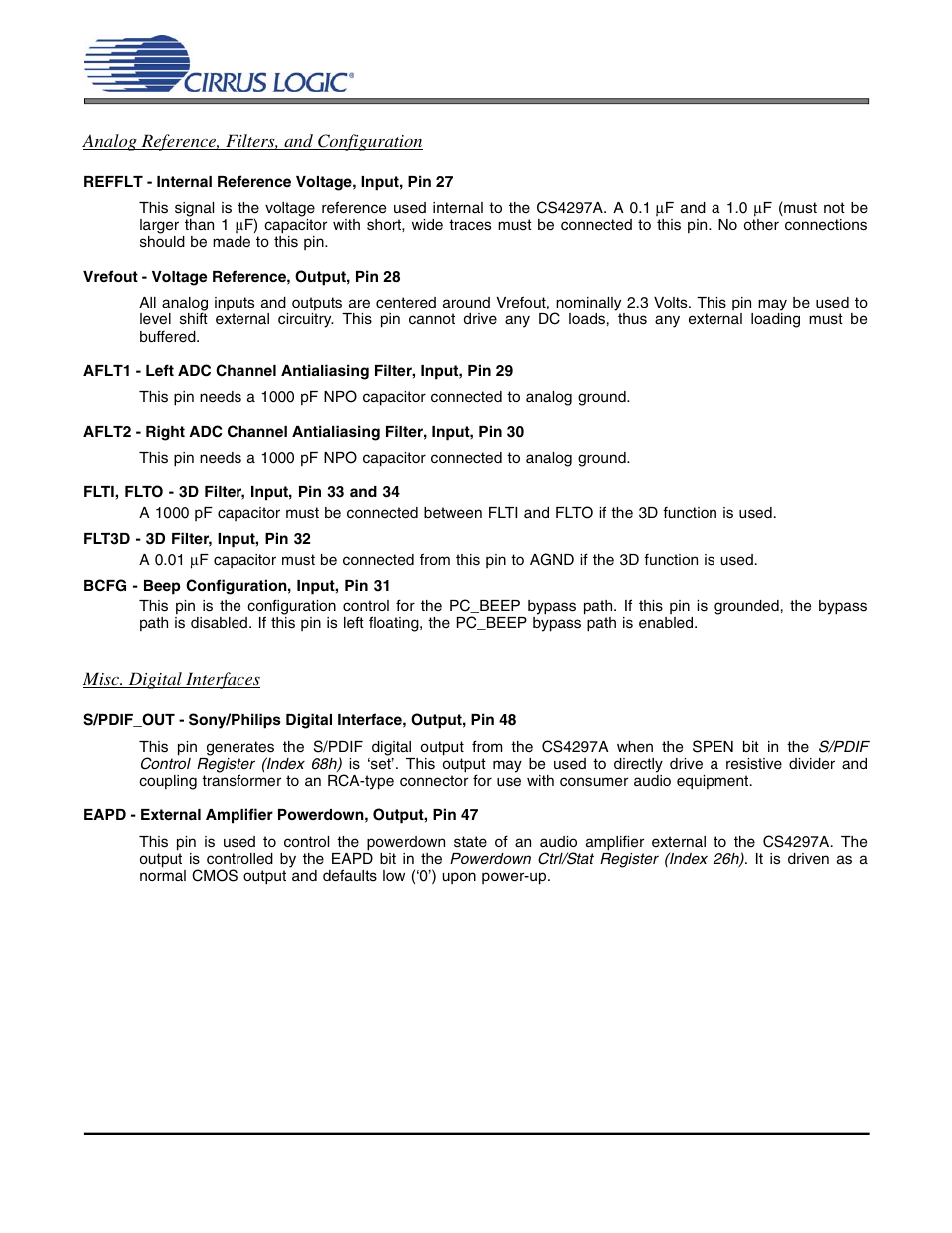 Cs4297a | Cirrus Logic CS4297A User Manual | Page 44 / 52