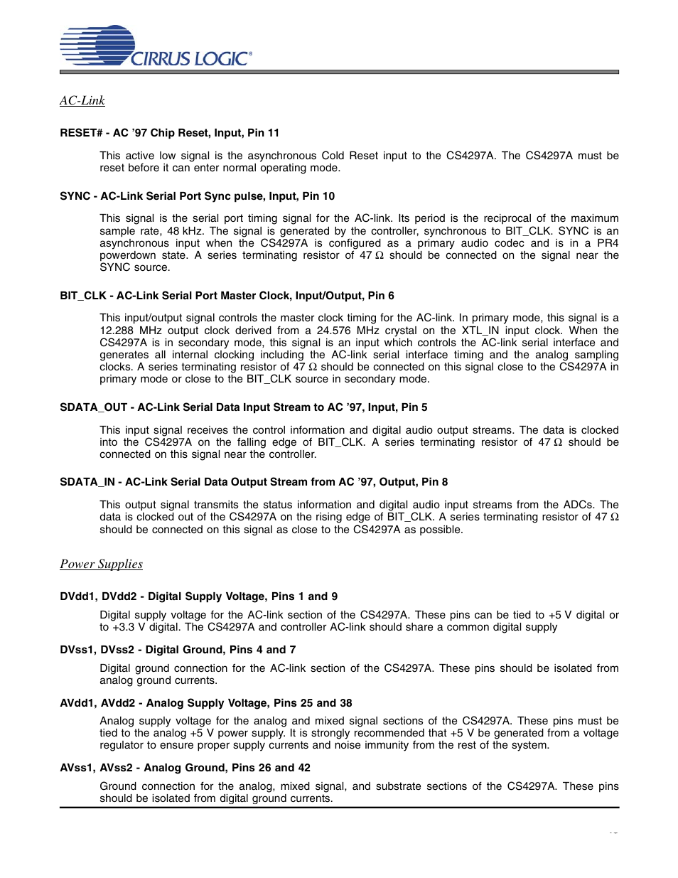 Cs4297a | Cirrus Logic CS4297A User Manual | Page 45 / 52