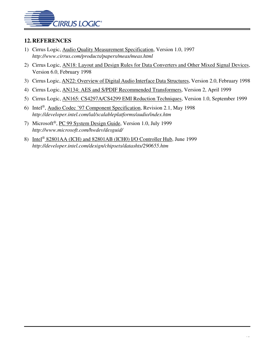 References, 2] for, Cs4297a | Cirrus Logic CS4297A User Manual | Page 49 / 52