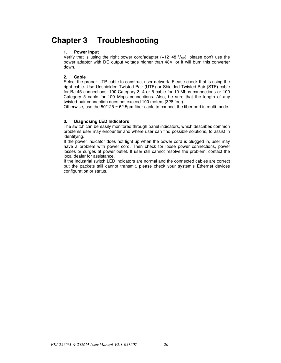 Chapter 3 troubleshooting | Advantech EKI-2526M User Manual | Page 28 / 30