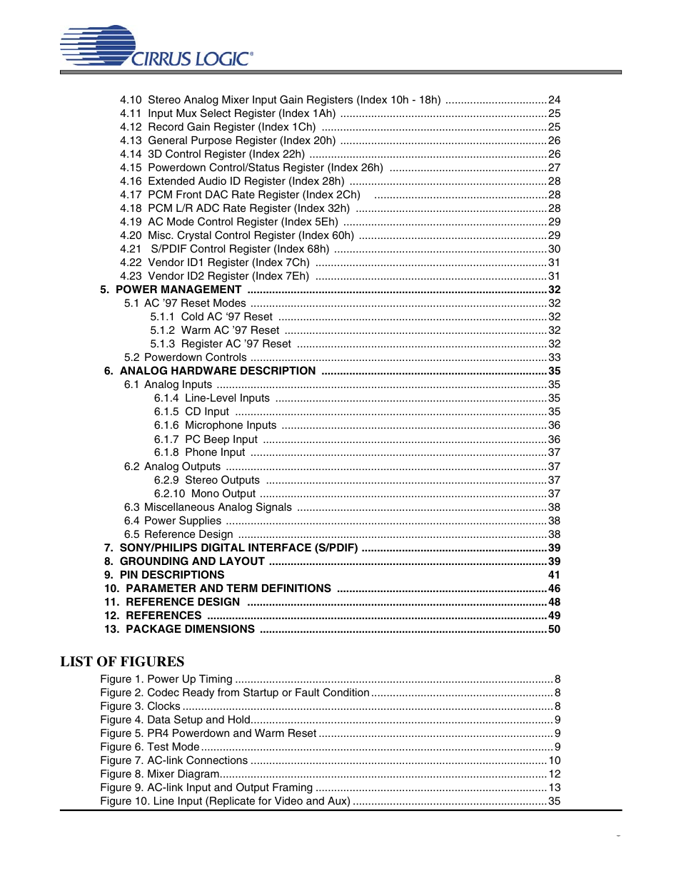 Cs4299, List of figures | Cirrus Logic CS4299 User Manual | Page 3 / 52