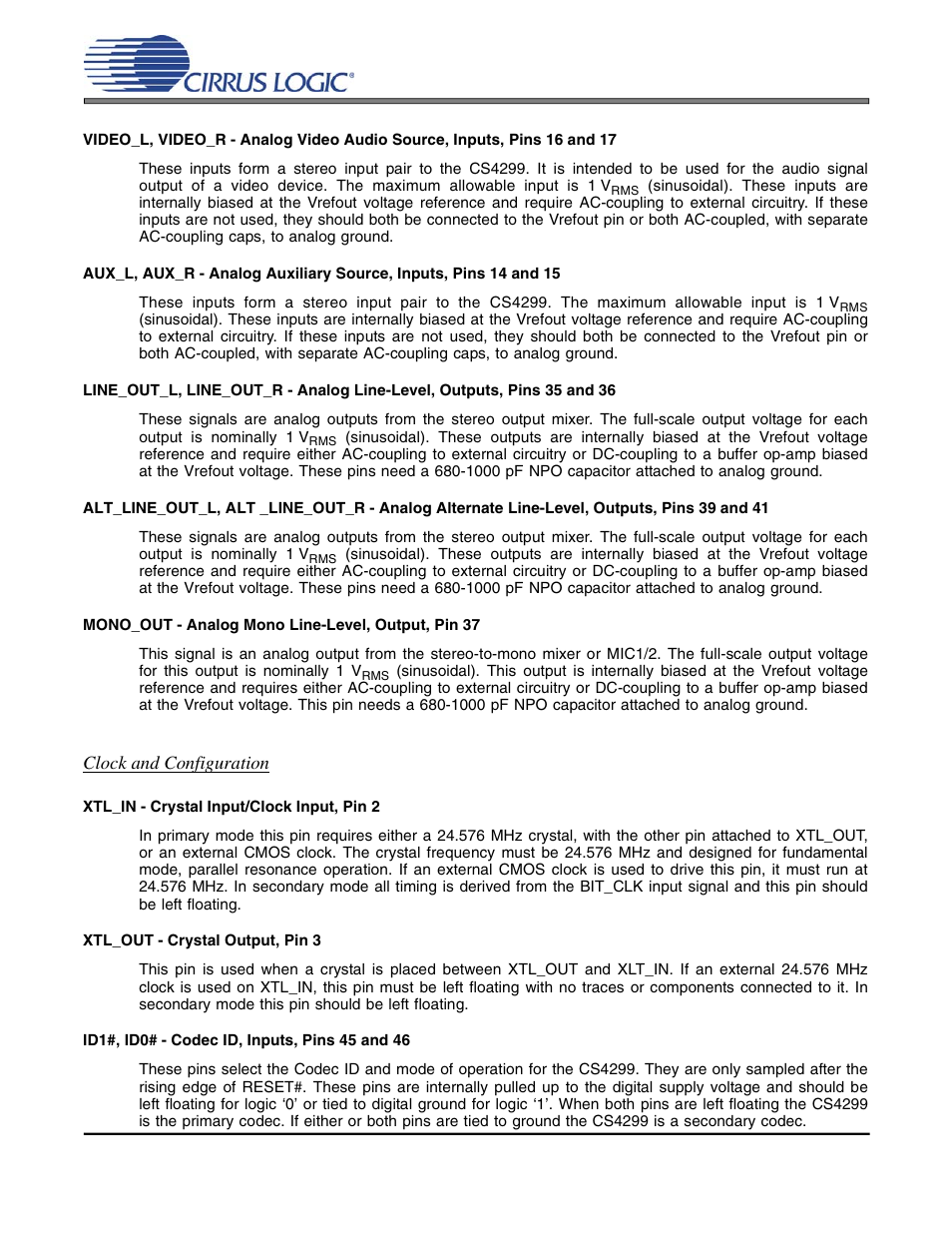 Cs4299 | Cirrus Logic CS4299 User Manual | Page 44 / 52