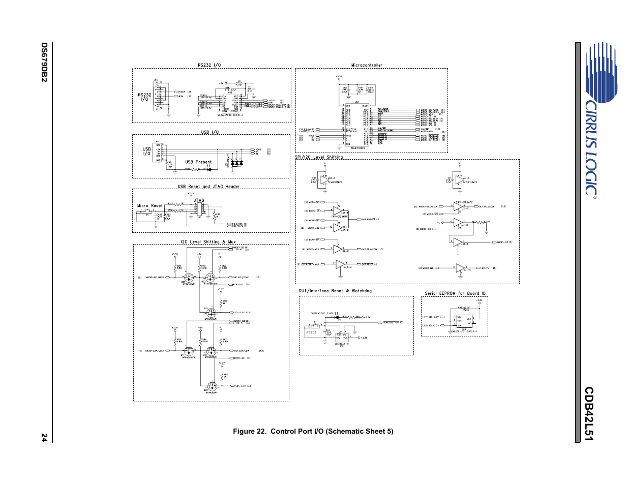 Figure 22. control port i/o (schematic sheet 5), Cdb42l51 | Cirrus Logic CDB42L51 User Manual | Page 24 / 29