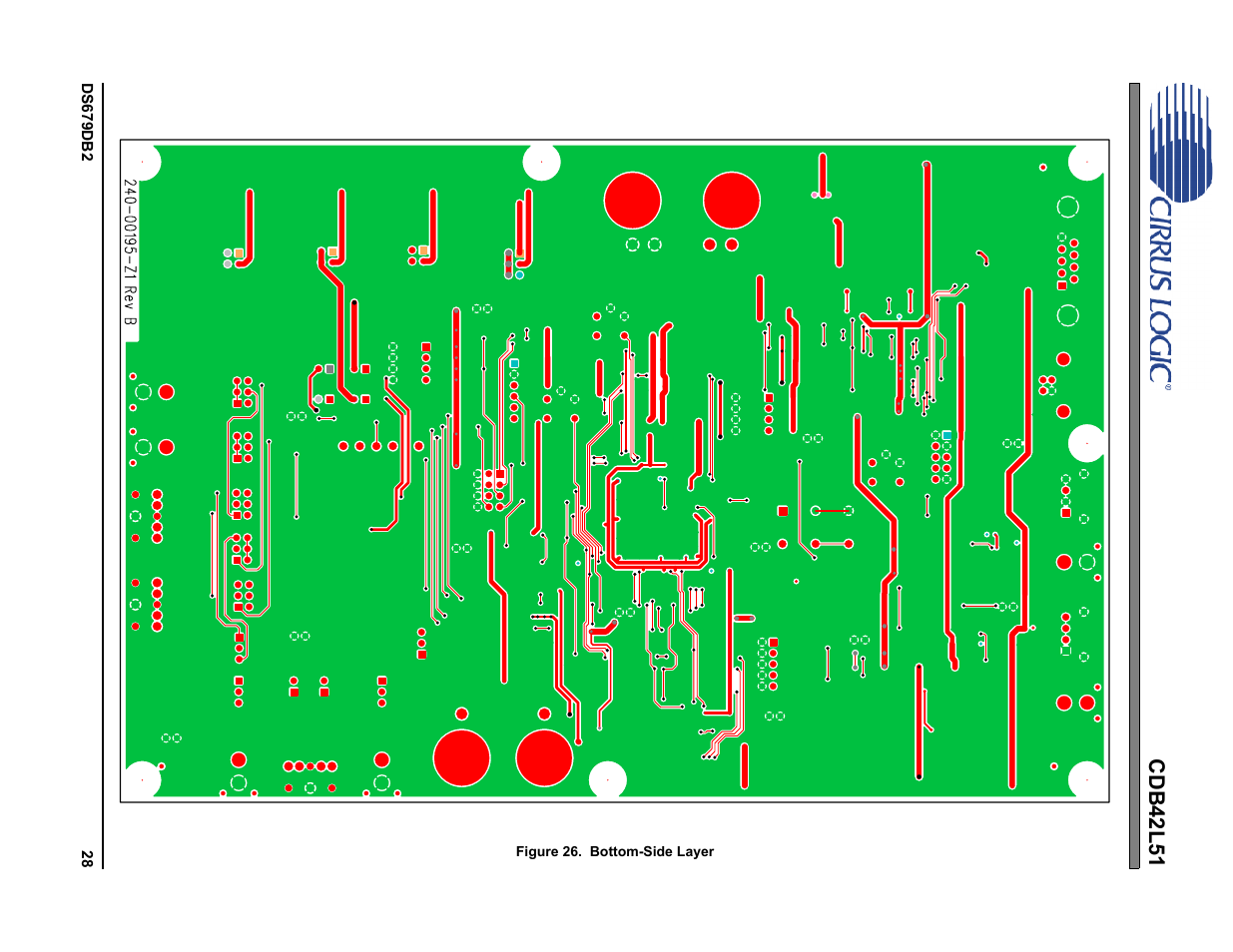 Figure 26. bottom-side layer, Cdb42l51 | Cirrus Logic CDB42L51 User Manual | Page 28 / 29