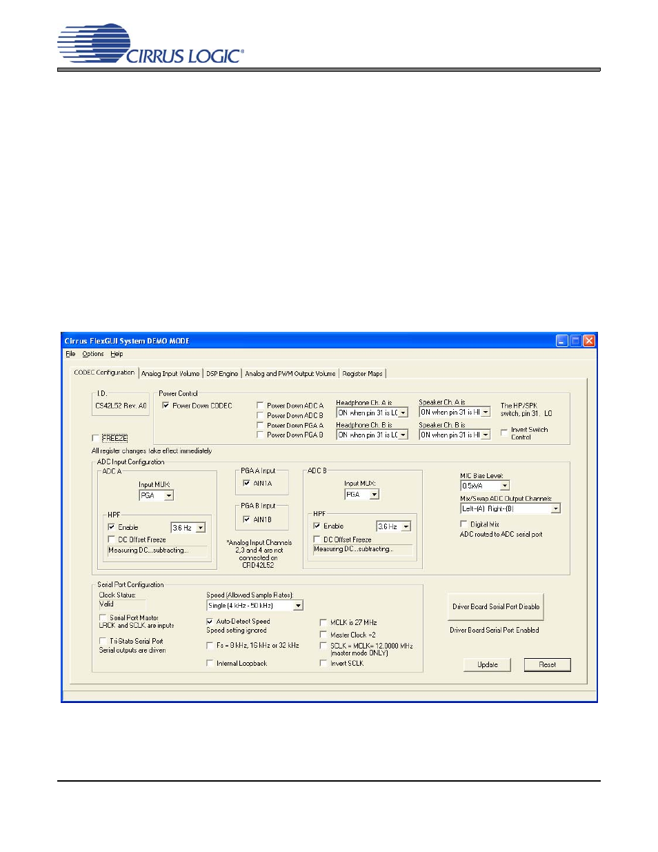 1 codec configuration tab, Figure 4. codec configuration tab, Figure 4.codec configuration tab | Crd42l52 | Cirrus Logic CRD42L52 User Manual | Page 10 / 28