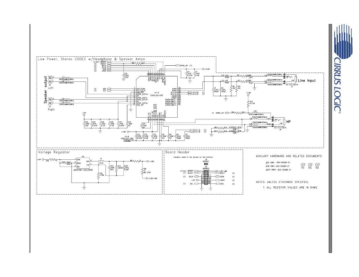 Crd42l52 schematics, Figure 21. cs42l52 and analog i/o, Figure 21.cs42l52 and analog i/o | Cirrus Logic CRD42L52 User Manual | Page 20 / 28
