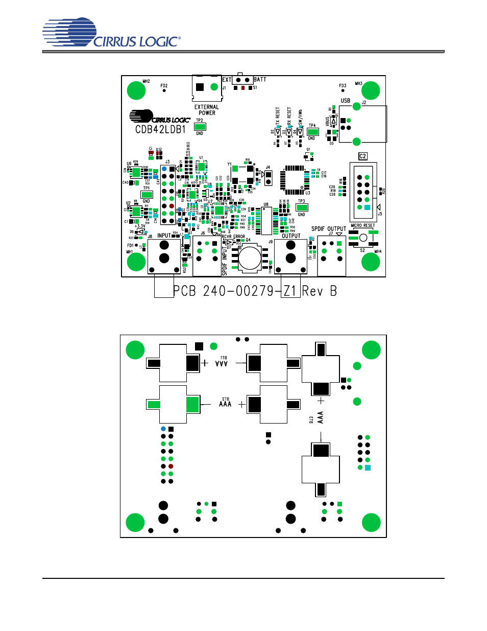 Cdb42ldb1 layout, Figure 30. silkscreen top, Figure 31. silkscreen bottom | Cirrus Logic CRD42L52 User Manual | Page 24 / 28