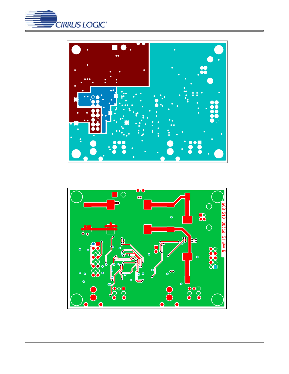 Figure 34. layer 3, Figure 35. bottom-side layer, Figure 34.layer 3 figure 35.bottom-side layer | Crd42l52 | Cirrus Logic CRD42L52 User Manual | Page 26 / 28
