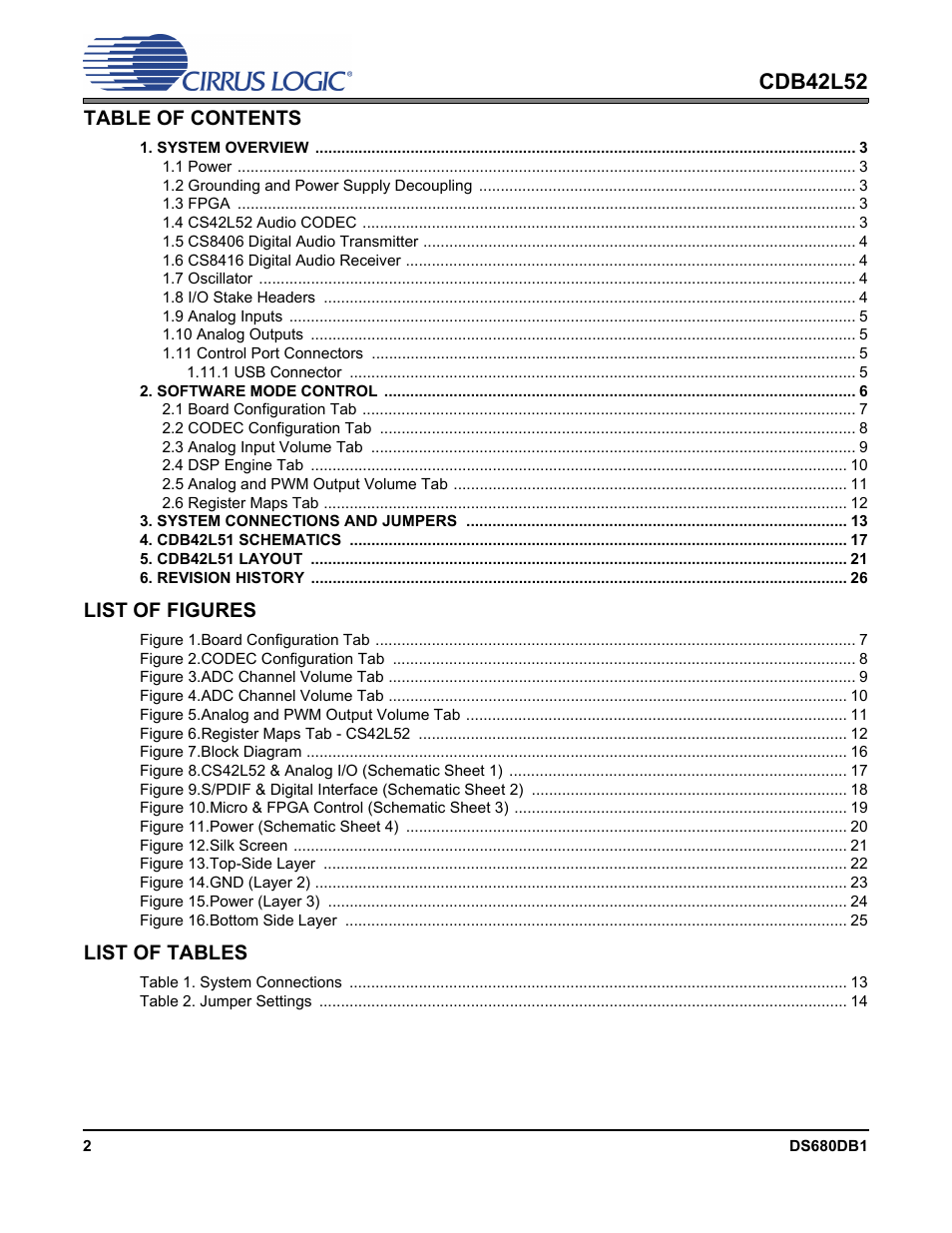 Cirrus Logic CDB42L52 User Manual | Page 2 / 26