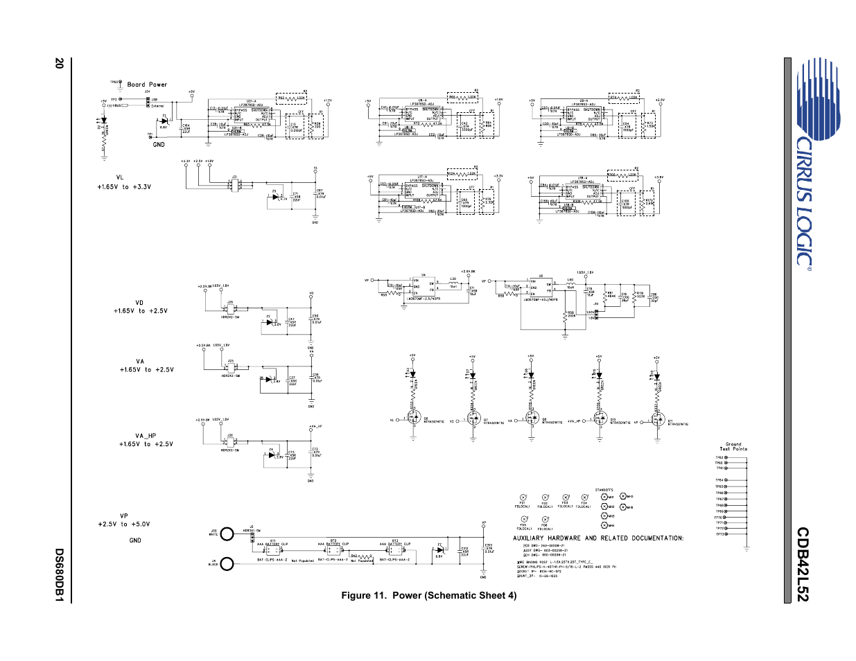 Figure 11. power (schematic sheet 4), Figure 11.power (schematic sheet 4), Cdb42l52 | Cirrus Logic CDB42L52 User Manual | Page 20 / 26