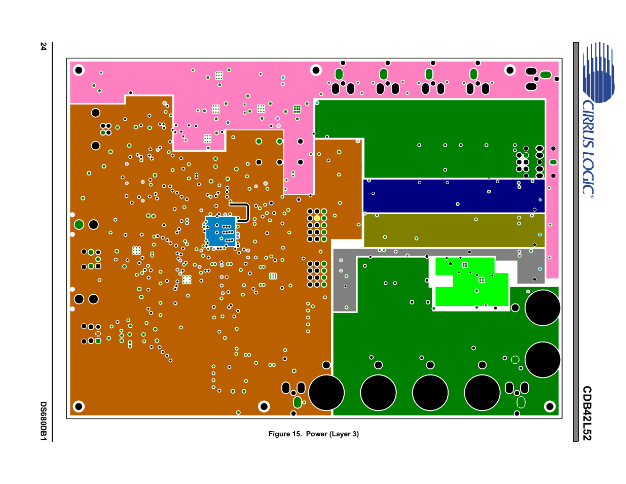 Figure 15. power (layer 3), Figure 15.power (layer 3), Cdb42l52 | Cirrus Logic CDB42L52 User Manual | Page 24 / 26