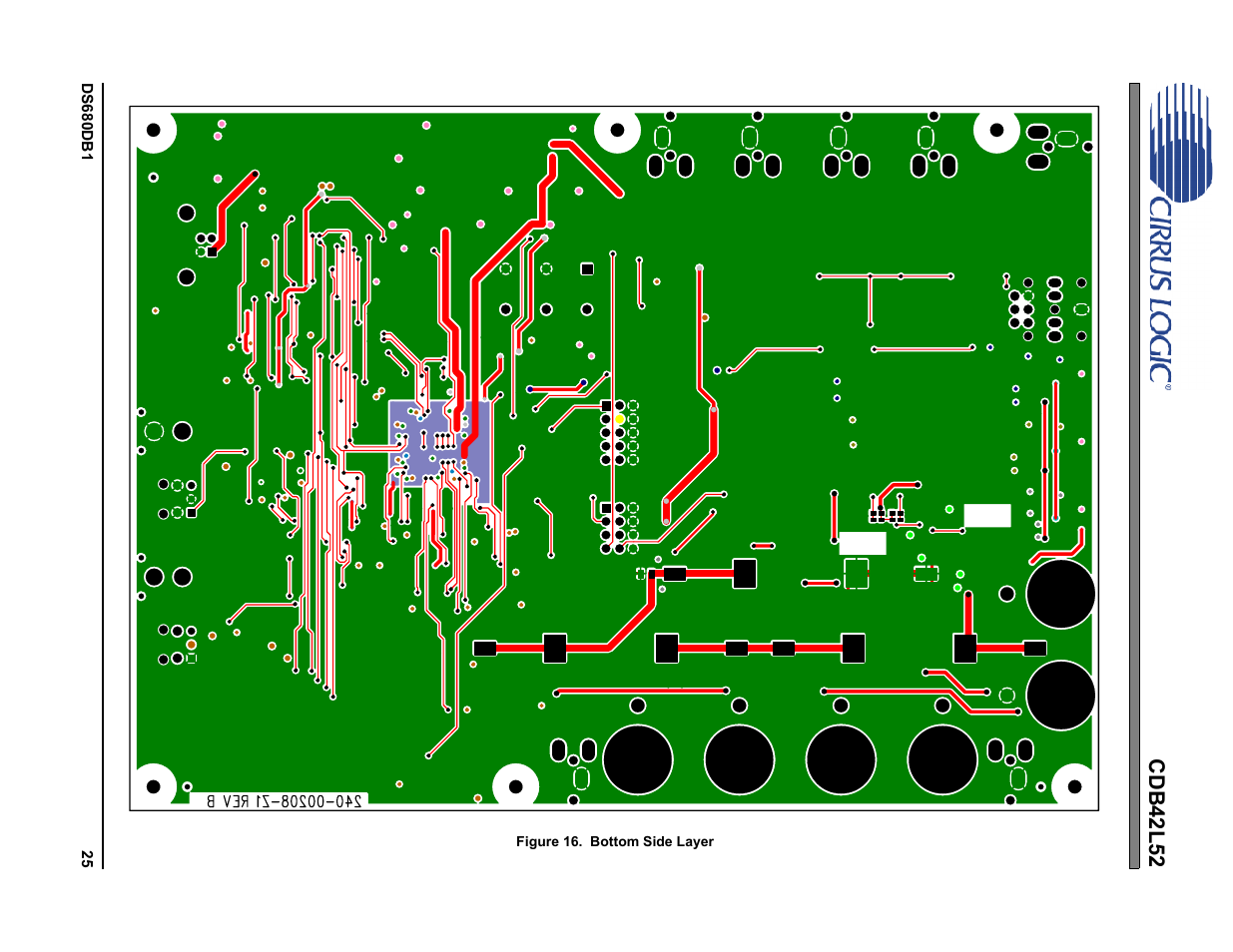 Figure 16. bottom side layer, Figure 16.bottom side layer, Cdb42l52 | Cirrus Logic CDB42L52 User Manual | Page 25 / 26
