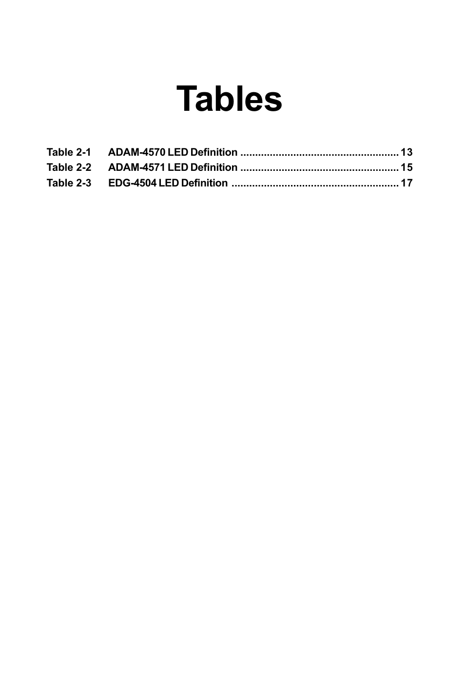Tables | Advantech ADAM-4571 User Manual | Page 10 / 72