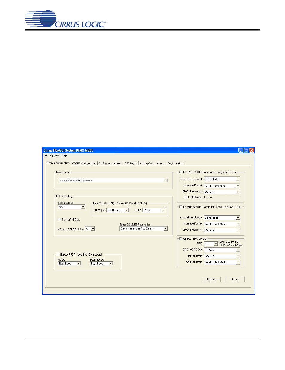 1 board configuration tab, Figure 4.board configuration tab, Cdb42l55 | Cirrus Logic CDB42L55 User Manual | Page 11 / 36
